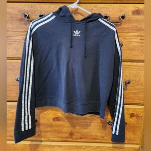 Adidas Black Hoodie with White Stripes